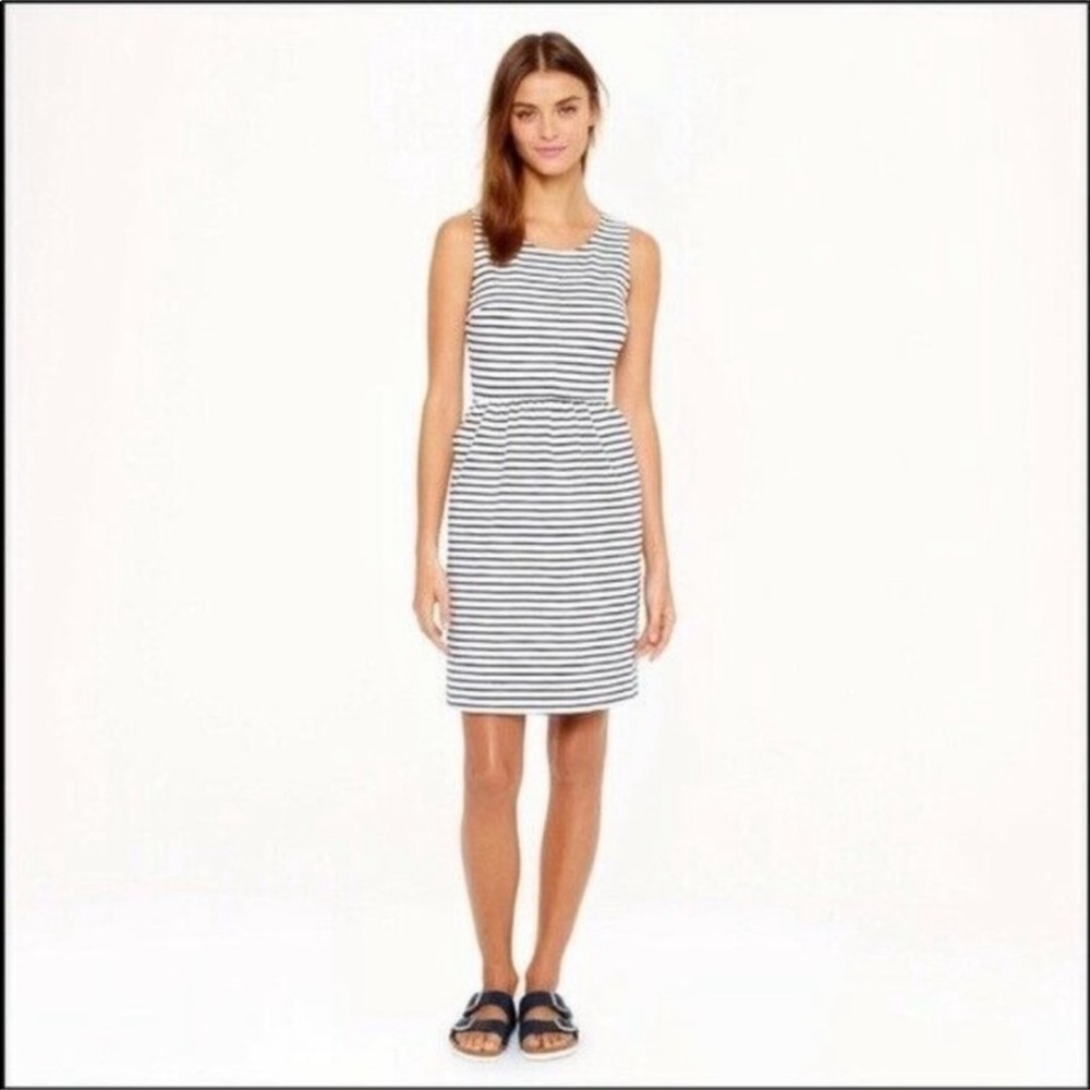 J. Crew Blue and White Striped Midi Dress
